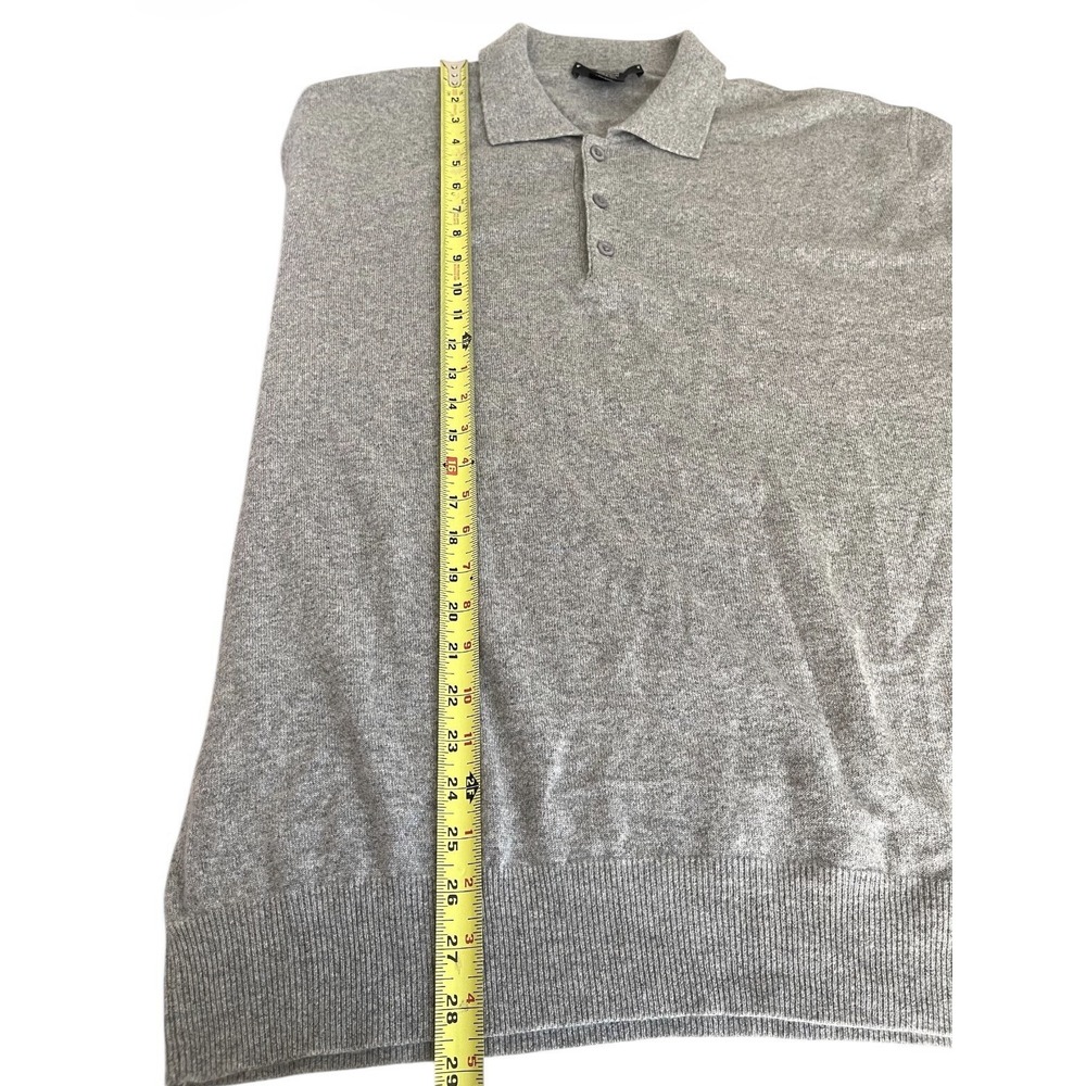 Giorgiolini Men's 100% Cashmere Collared Sweater‎ Grey Made In Italy XXL Preppy - Picture 5 of 6